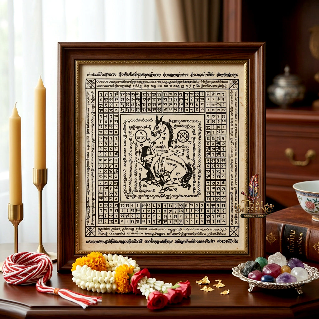 ✨💖 Sacred Lanna Mystic Pegasus Attraction Yantra Cloth - Achan Tong Samnak Phutthakhun Yan Lanna 2017 Masterpiece Scroll, Ultimate Romantic Harmony Resonance, Premium Intimacy & Multi-Channel Commerce Spiritual Art