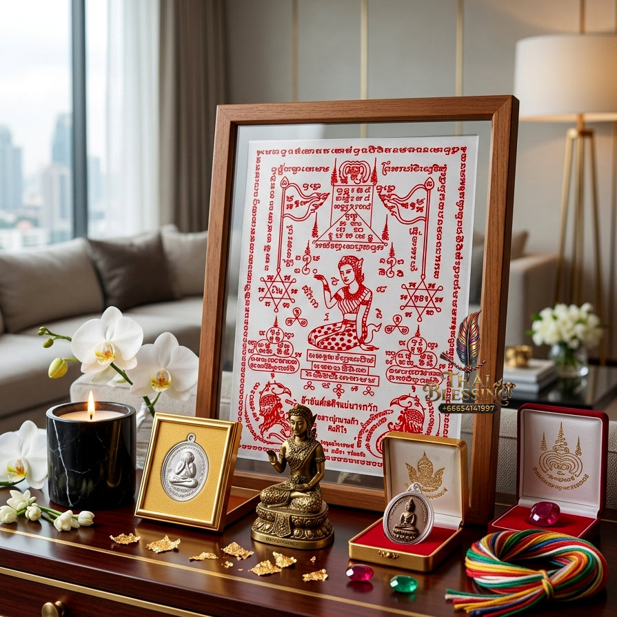 ✨💃💰 Sacred Celestial Beacon of Commercial Attraction Ynt Cloth - Luang Pu Nhen Kaeo 2016 Benja Mangkhala Fivefold Prosperity Edition (30x21 cm), Ultimate Client Acquisition & Revenue Velocity Matrix
