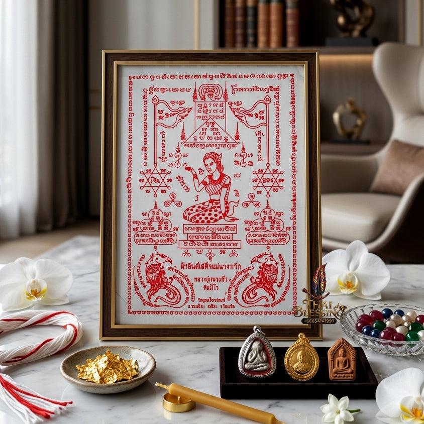 ✨💃💰 Sacred Celestial Beacon of Commercial Attraction Ynt Cloth - Luang Pu Nhen Kaeo 2016 Benja Mangkhala Fivefold Prosperity Edition (30x21 cm), Ultimate Client Acquisition & Revenue Velocity Matrix