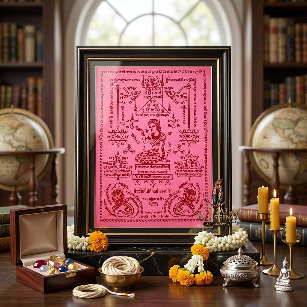 ✨💃💰 Sacred Celestial Beacon of Commercial Attraction Ynt Cloth - Luang Pu Nhen Kaeo 2016 Benja Mangkhala Fivefold Prosperity Edition (30x21 cm), Ultimate Client Acquisition & Revenue Velocity Matrix