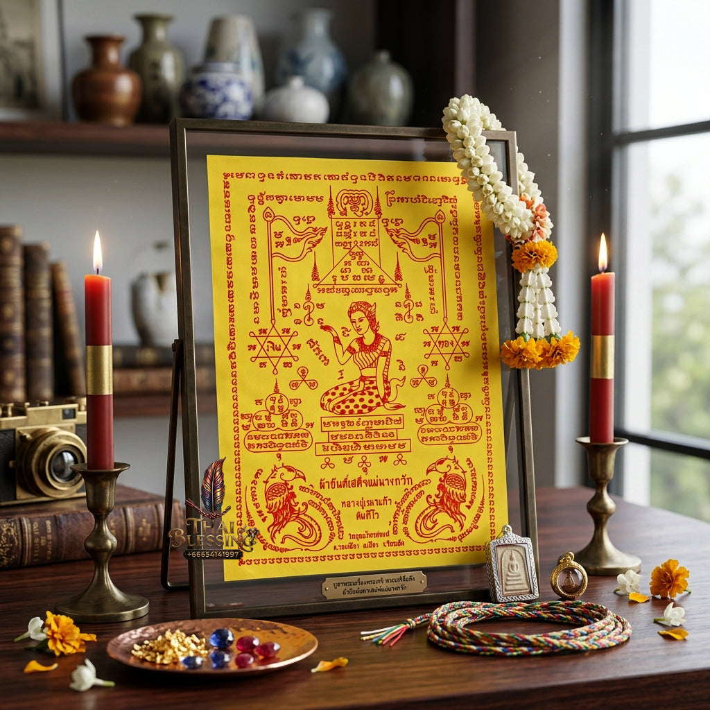 ✨💃💰 Sacred Celestial Beacon of Commercial Attraction Ynt Cloth - Luang Pu Nhen Kaeo 2016 Benja Mangkhala Fivefold Prosperity Edition (30x21 cm), Ultimate Client Acquisition & Revenue Velocity Matrix