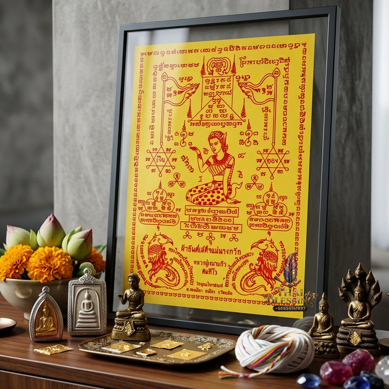 ✨💃💰 Sacred Celestial Beacon of Commercial Attraction Ynt Cloth - Luang Pu Nhen Kaeo 2016 Benja Mangkhala Fivefold Prosperity Edition (30x21 cm), Ultimate Client Acquisition & Revenue Velocity Matrix