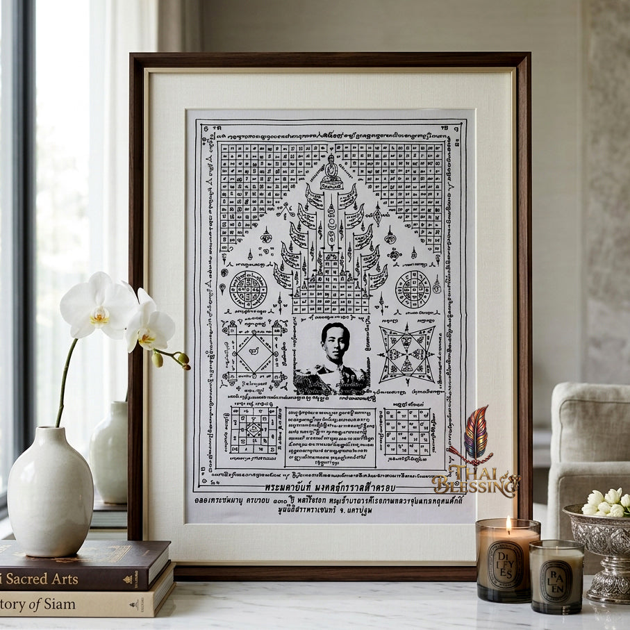 ✨⚓ Sacred Prince of Chumphon 130th Anniversary Celestial Dome Yantra Cloth - Sabrachain Foundation 2010 Royal Commander Scroll, Ultimate Enterprise Fortune Magnet, Premium Executive Stature Spiritual Wall Art