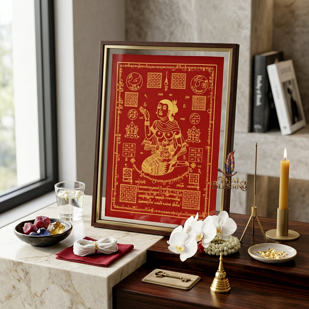 ✨💃 Sacred Nang Kwak Absolute-Profit Yantra Cloth - Phra Arjan Pom 2023 Master Scroll, Ultimate Retail Commerce Attraction Shield, Premium Business Charisma Wall Art