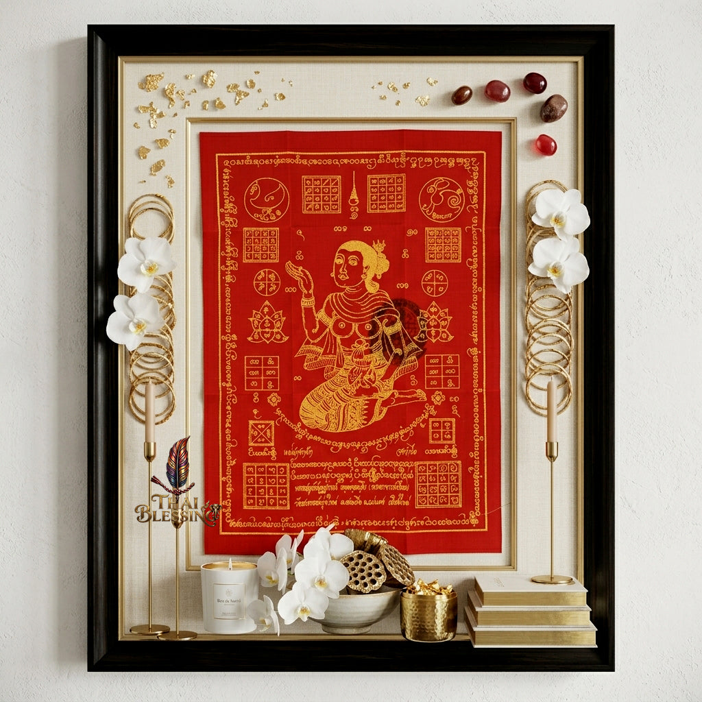 ✨💃 Sacred Nang Kwak Absolute-Profit Yantra Cloth - Phra Arjan Pom 2023 Master Scroll, Ultimate Retail Commerce Attraction Shield, Premium Business Charisma Wall Art