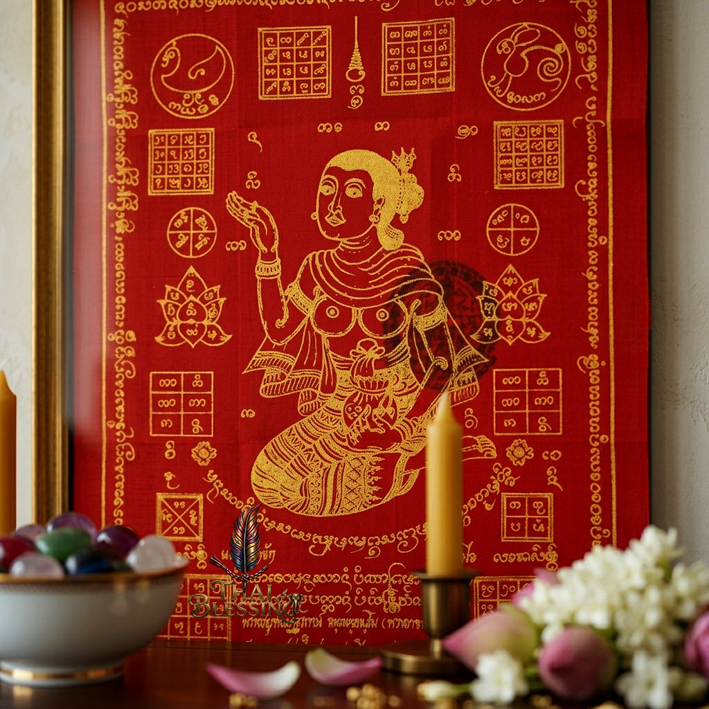 ✨💃 Sacred Nang Kwak Absolute-Profit Yantra Cloth - Phra Arjan Pom 2023 Master Scroll, Ultimate Retail Commerce Attraction Shield, Premium Business Charisma Wall Art