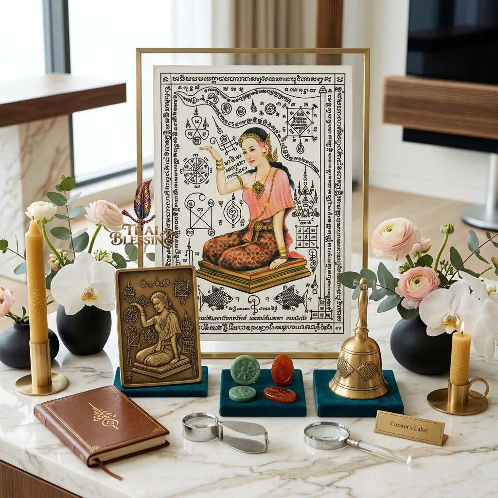 ✨💃 Sacred Nang Kwak Mae Phimpha Yantra Cloth - Arjan Plien Hatyanon 2022 Mystical Wealth-Beckoning Scroll, Premium Charisma Attraction Masterpiece Spiritual Wall Art