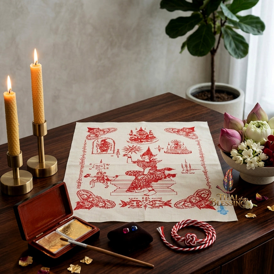 ✨💃 Sacred Nang Kwak Wealth-Beckoning Yantra Cloth - Phra Arjan Supphasit Wat Bang Nam Chon 2012 Vintage Scroll, Ultimate Commerce Attraction Shield, Premium Corporate Charisma Wall Art