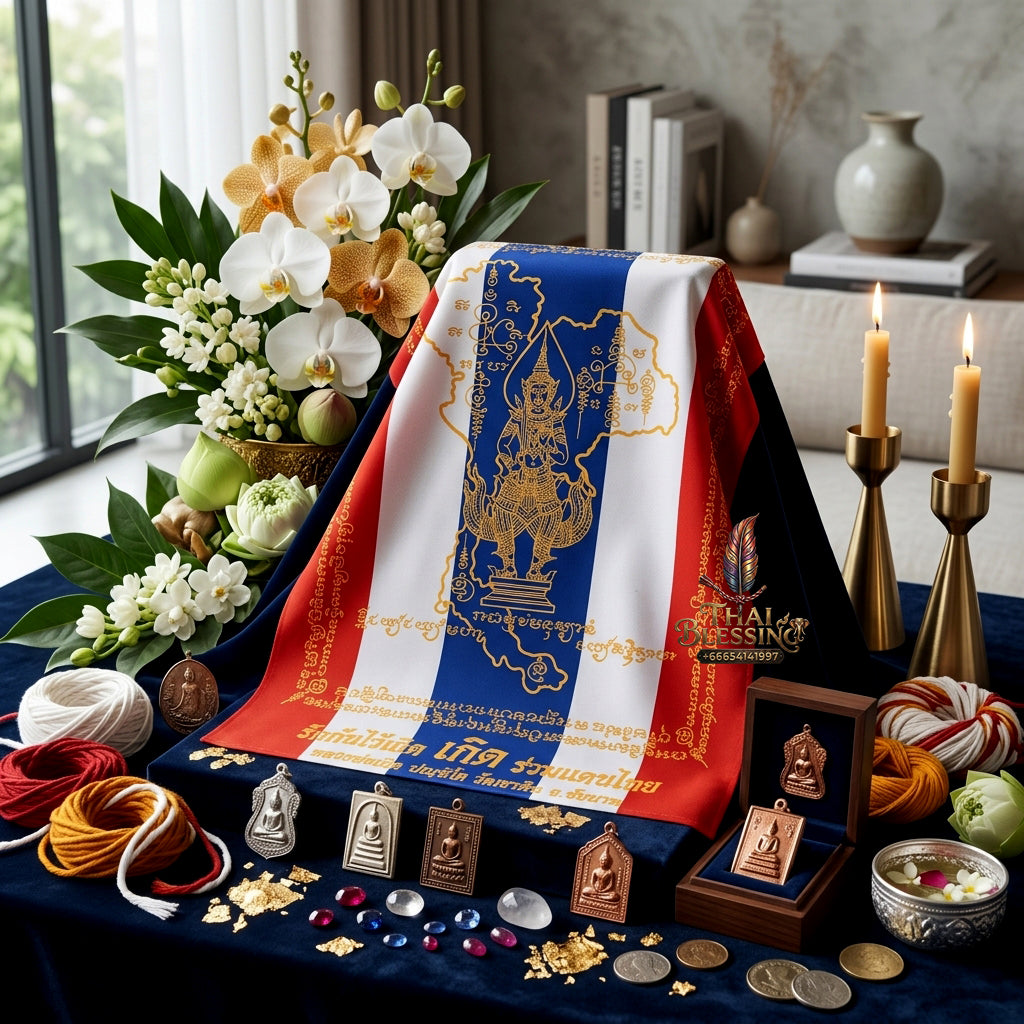 ✨👑 Sacred Patriot Victory Command Yantra Cloth - Luang Phor Boon Koet Wat Khao Din 2012 Legacy Scroll, Ultimate Strategic Authority Shield, Premium Corporate Sovereign Stature Spiritual Wall Art