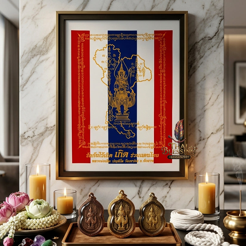 ✨👑 Sacred Patriot Victory Command Yantra Cloth - Luang Phor Boon Koet Wat Khao Din 2012 Legacy Scroll, Ultimate Strategic Authority Shield, Premium Corporate Sovereign Stature Spiritual Wall Art