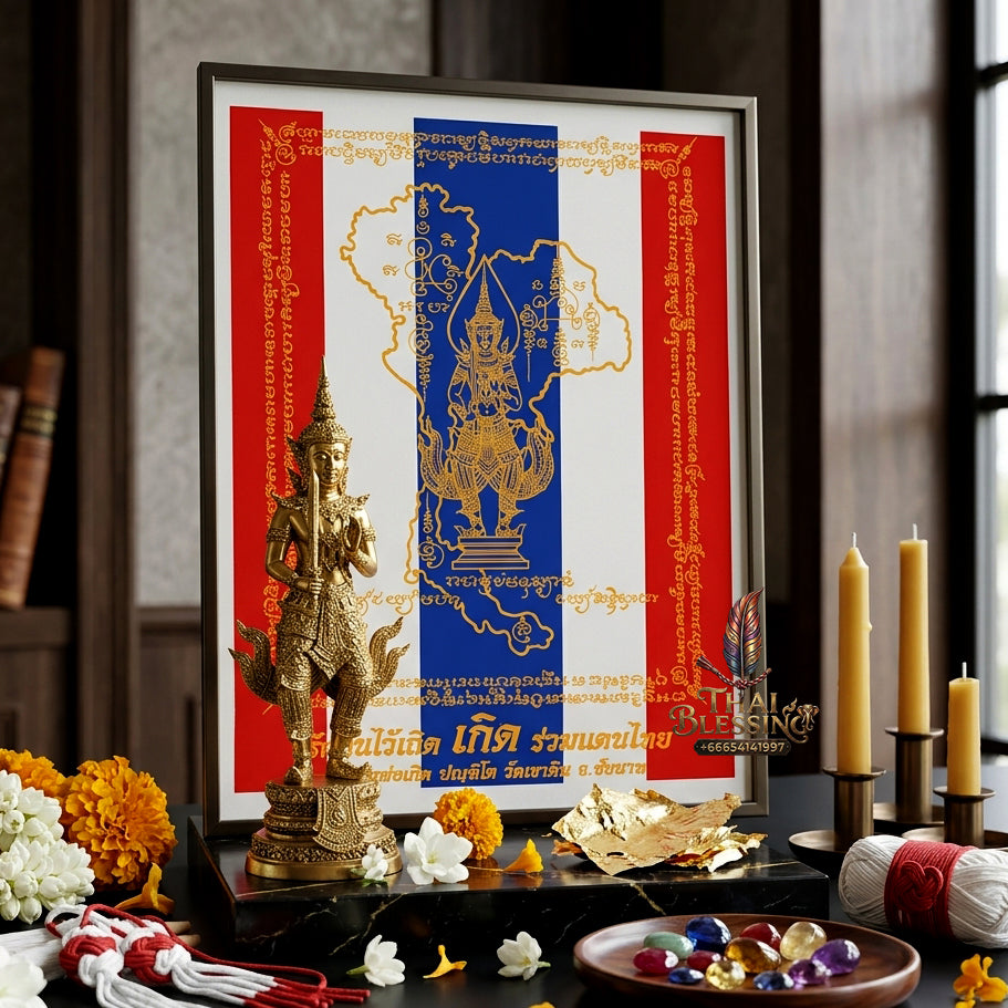 ✨👑 Sacred Patriot Victory Command Yantra Cloth - Luang Phor Boon Koet Wat Khao Din 2012 Legacy Scroll, Ultimate Strategic Authority Shield, Premium Corporate Sovereign Stature Spiritual Wall Art