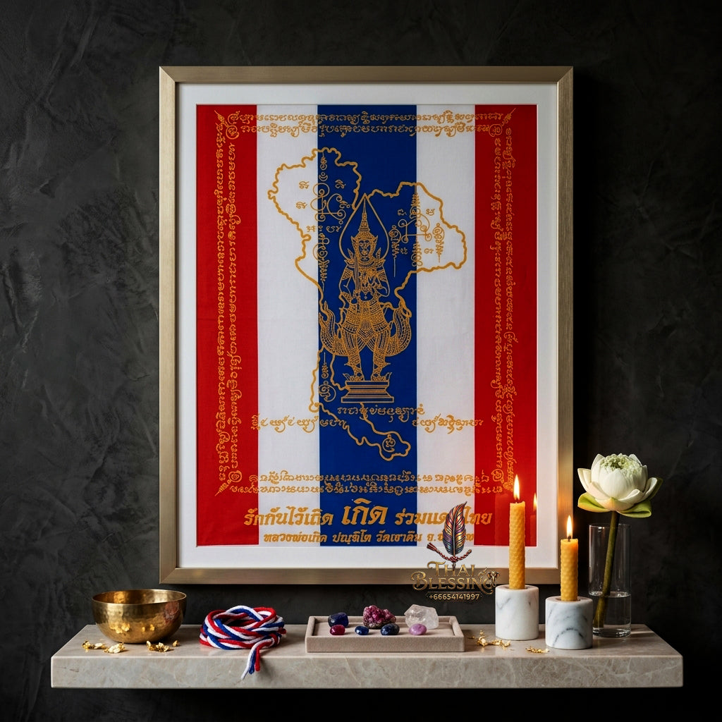 ✨👑 Sacred Patriot Victory Command Yantra Cloth - Luang Phor Boon Koet Wat Khao Din 2012 Legacy Scroll, Ultimate Strategic Authority Shield, Premium Corporate Sovereign Stature Spiritual Wall Art