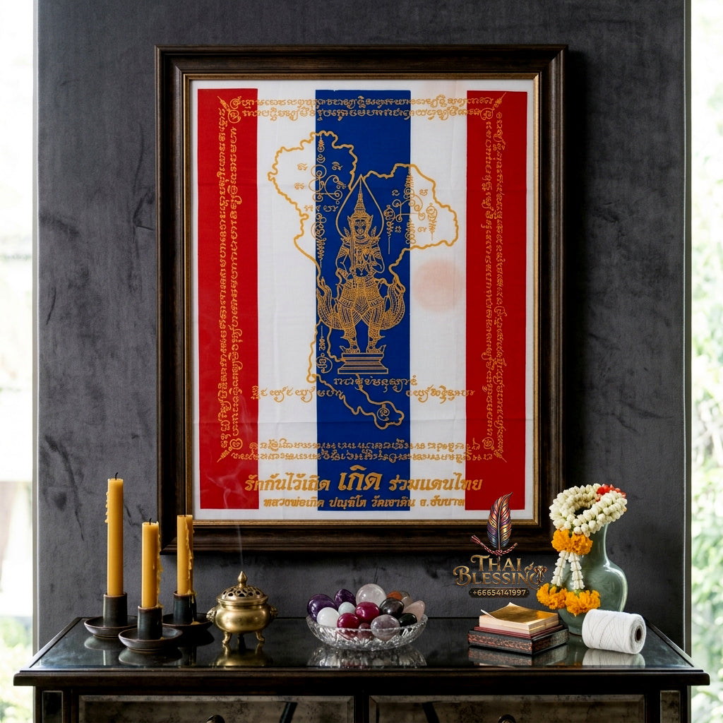✨👑 Sacred Patriot Victory Command Yantra Cloth - Luang Phor Boon Koet Wat Khao Din 2012 Legacy Scroll, Ultimate Strategic Authority Shield, Premium Corporate Sovereign Stature Spiritual Wall Art
