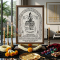 ✨🐘 Sacred Phra Chai Lang Chang Triumphant Monarch Yantra Cloth - Wat Phra Non Historic Heritage Scroll, Sovereign Fortune Catalyst, Elite Corporate Command & Protection Spiritual Wall Art