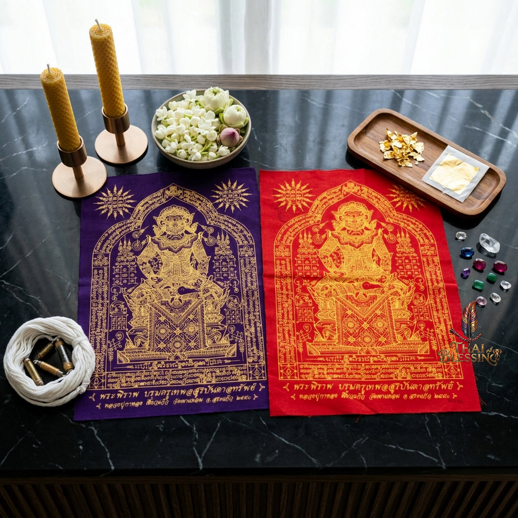 ✨👹 Sacred Phra Bhairava Phra Phirap Yantra Cloth - Luang Pu Kahlong Khieo Kaeo 2007 First-Press Inaugural Scroll, Sovereign Asura Wealth Catalyst, Elite Protection Spiritual Wall Art