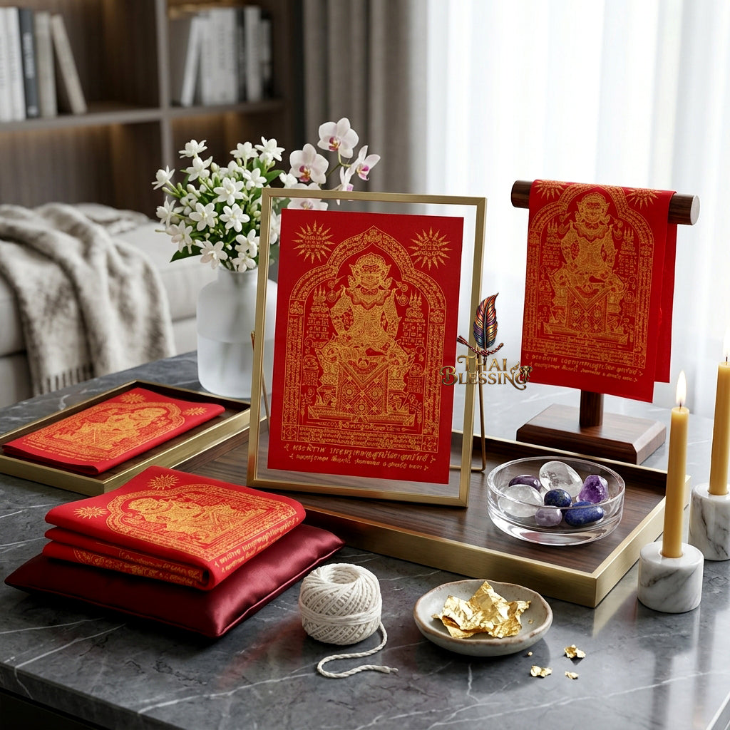 ✨👹 Sacred Phra Bhairava Phra Phirap Yantra Cloth - Luang Pu Kahlong Khieo Kaeo 2007 First-Press Inaugural Scroll, Sovereign Asura Wealth Catalyst, Elite Protection Spiritual Wall Art