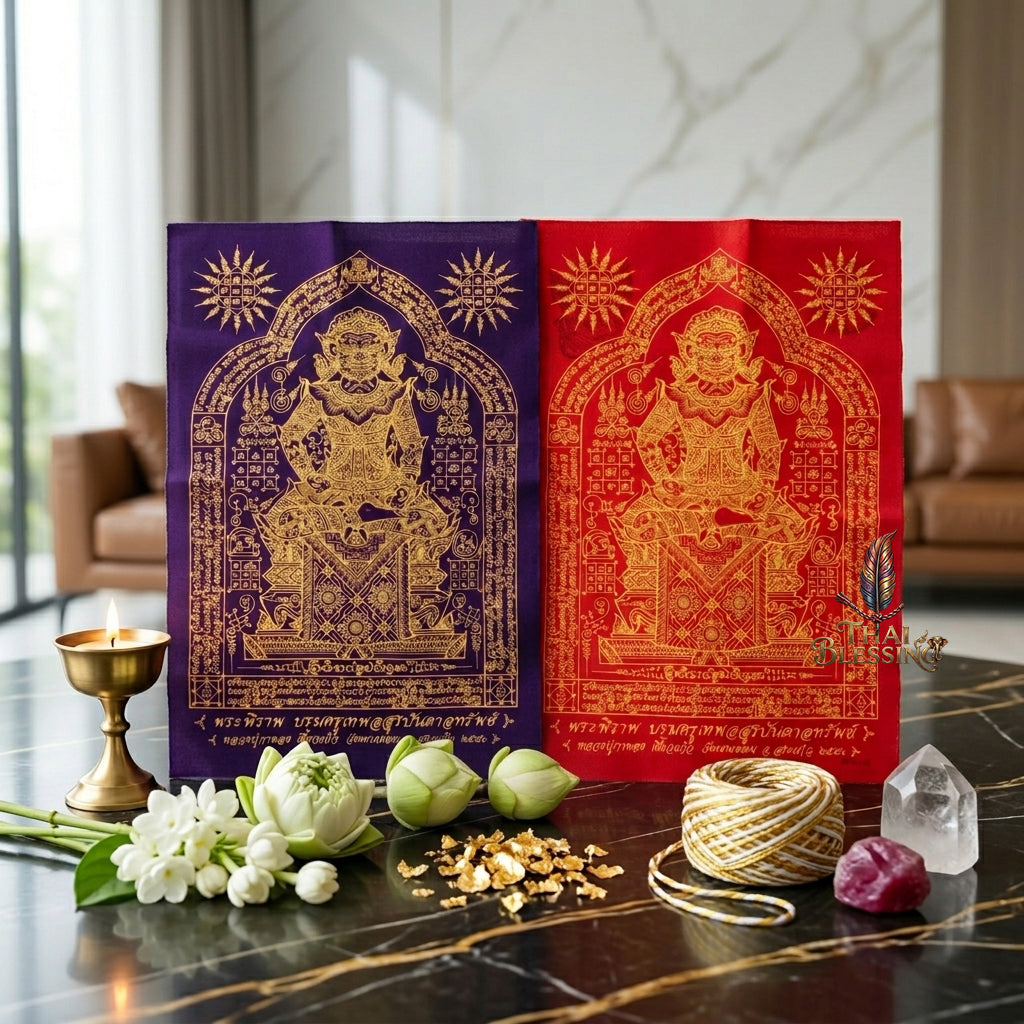 ✨👹 Sacred Phra Bhairava Phra Phirap Yantra Cloth - Luang Pu Kahlong Khieo Kaeo 2007 First-Press Inaugural Scroll, Sovereign Asura Wealth Catalyst, Elite Protection Spiritual Wall Art