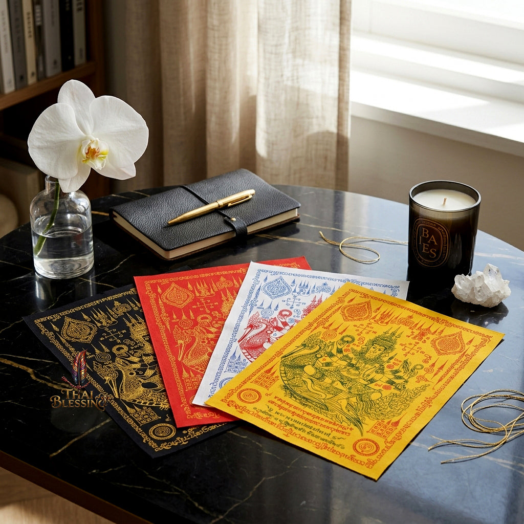 ✨👑 Sacred Phra Phrom Swan Throne Wealth Yantra Cloth - Phor Than Phong Wat Chaeng 2022 "Setthee" Legacy Scroll, Ultimate Multi-Channel Abundance Matrix, Premium Corporate Authority Spiritual Wall Art