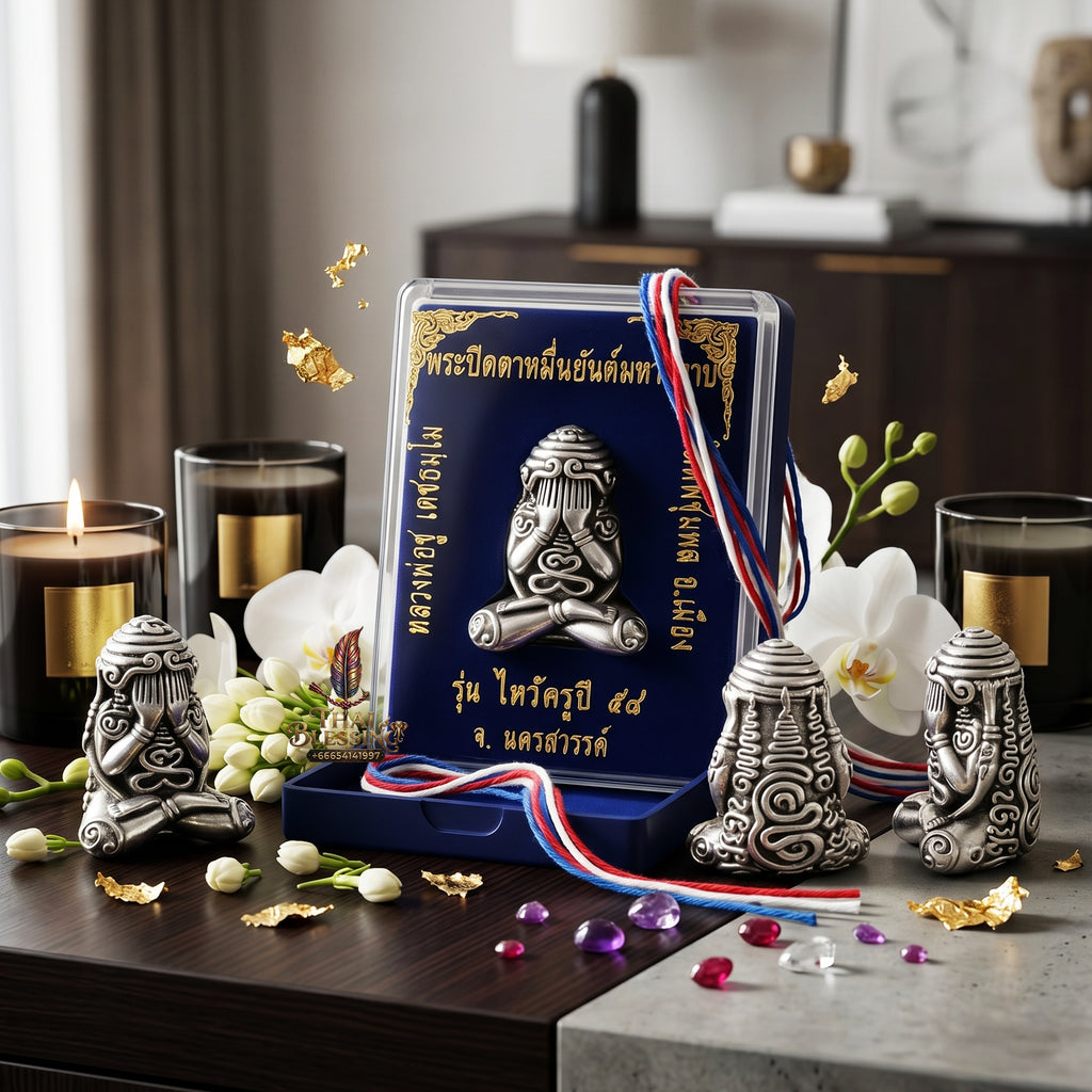✨🧘‍♂️🪙 Sacred Sovereign Multi-Grid Focal Matrix - Luang Phor Chu Wat Thap Chumphon 2015 Silver-Fluid Edition (2.2x1.9 cm), Absolute Market Neutralizer & Macro-Asset Inflow Core