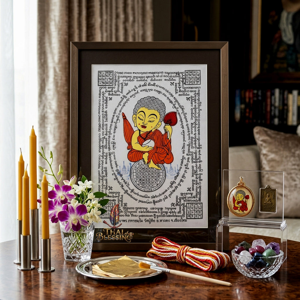 ✨💰 Sacred Phra Sivali Millionaire Abundance Yantra Cloth - Kruba Porn Wat Pu Hor 2018 Masterpiece Scroll,