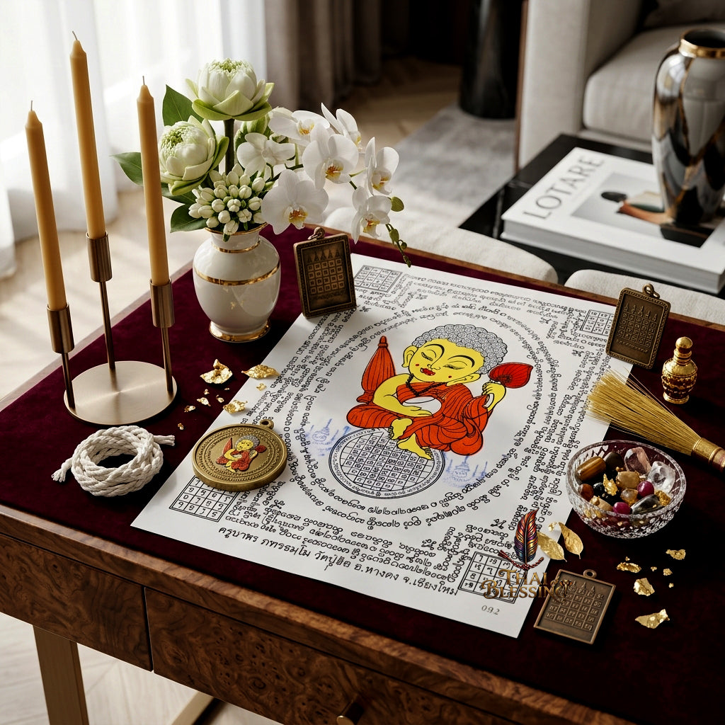 ✨💰 Sacred Phra Sivali Millionaire Abundance Yantra Cloth - Kruba Porn Wat Pu Hor 2018 Masterpiece Scroll,