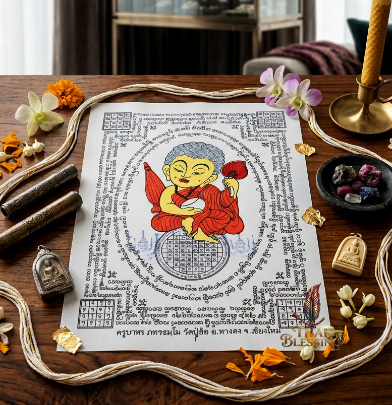 ✨💰 Sacred Phra Sivali Millionaire Abundance Yantra Cloth - Kruba Porn Wat Pu Hor 2018 Masterpiece Scroll,