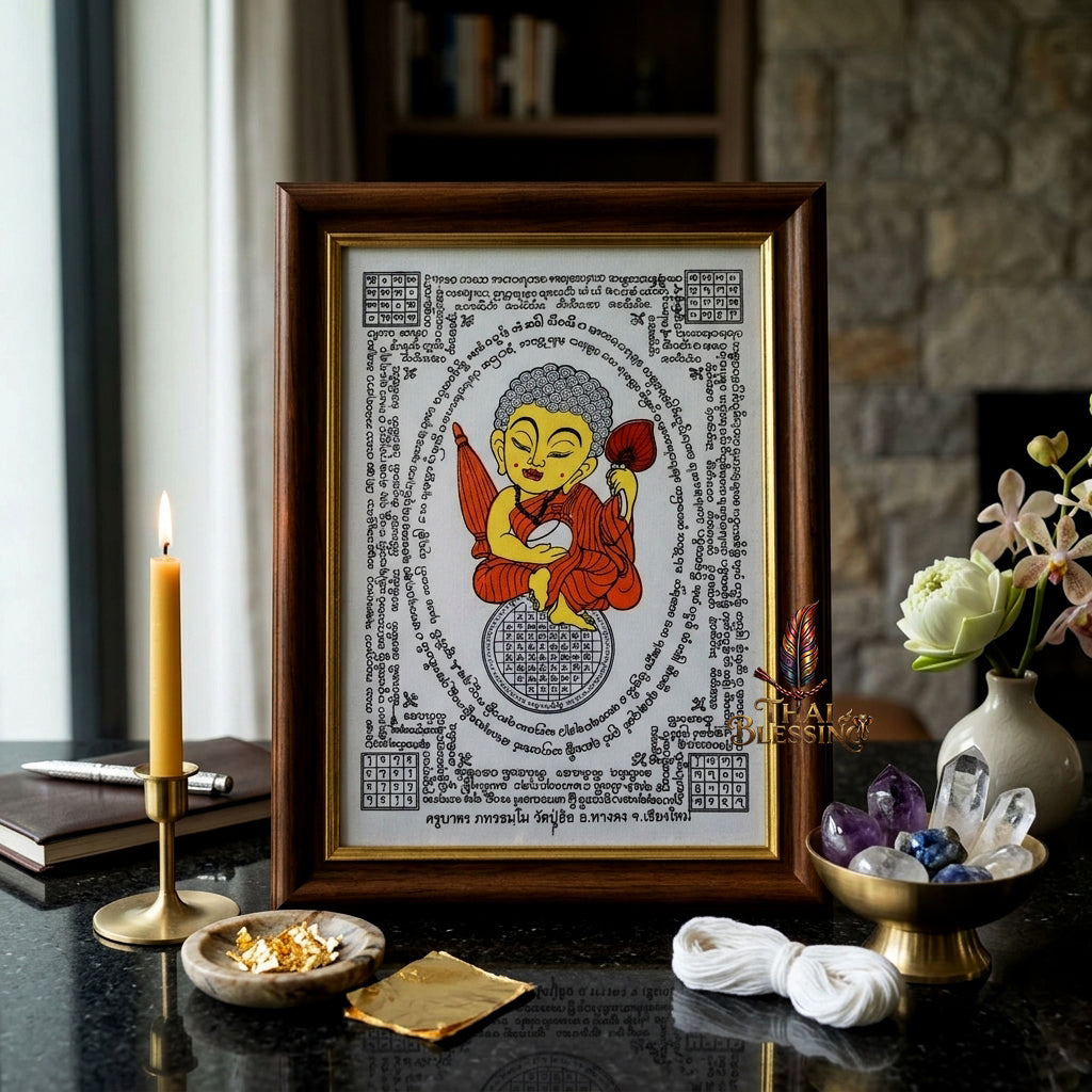 ✨💰 Sacred Phra Sivali Millionaire Abundance Yantra Cloth - Kruba Porn Wat Pu Hor 2018 Masterpiece Scroll,