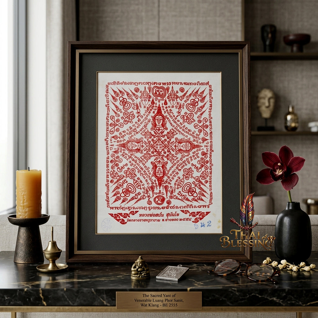 ✨👑 Sacred Phra Phrom Quad-Directional Blessing Yantra Cloth - Luang Phor Sanan Wat Klang Ratchakru Tharam 2015 Masterpiece Scroll, Omnidirectional Wealth Catalyst, Premium Executive Leadership Spiritual Wall Art