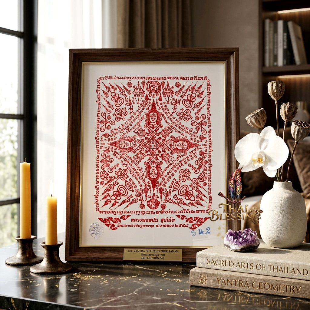 ✨👑 Sacred Phra Phrom Quad-Directional Blessing Yantra Cloth - Luang Phor Sanan Wat Klang Ratchakru Tharam 2015 Masterpiece Scroll, Omnidirectional Wealth Catalyst, Premium Executive Leadership Spiritual Wall Art