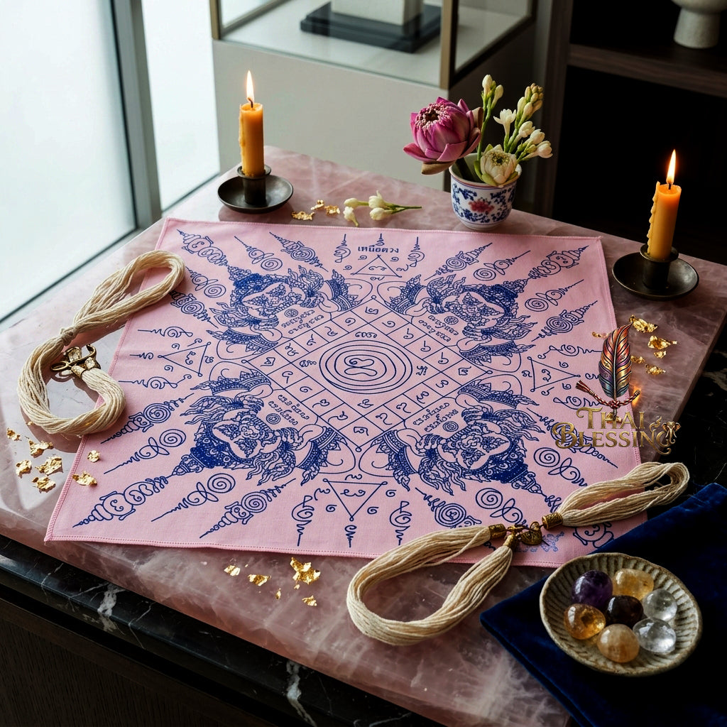 ✨🌑 Sacred Phaya Rahu Overlord Destiny Yantra Cloth - Achan Plian Hatya Non 2024 Khao Or Masterpiece Scroll, Cosmic Eclipse Wealth Magnet, Premium Corporate Authority Spiritual Wall Art