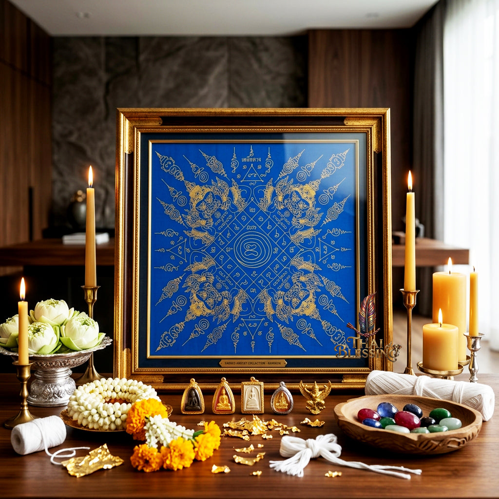 ✨🌑 Sacred Phaya Rahu Overlord Destiny Yantra Cloth - Achan Plian Hatya Non 2024 Khao Or Masterpiece Scroll, Cosmic Eclipse Wealth Magnet, Premium Corporate Authority Spiritual Wall Art