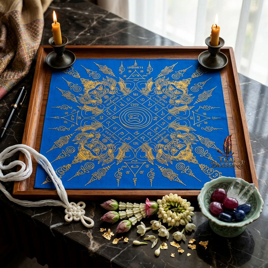 ✨🌑 Sacred Phaya Rahu Overlord Destiny Yantra Cloth - Achan Plian Hatya Non 2024 Khao Or Masterpiece Scroll, Cosmic Eclipse Wealth Magnet, Premium Corporate Authority Spiritual Wall Art