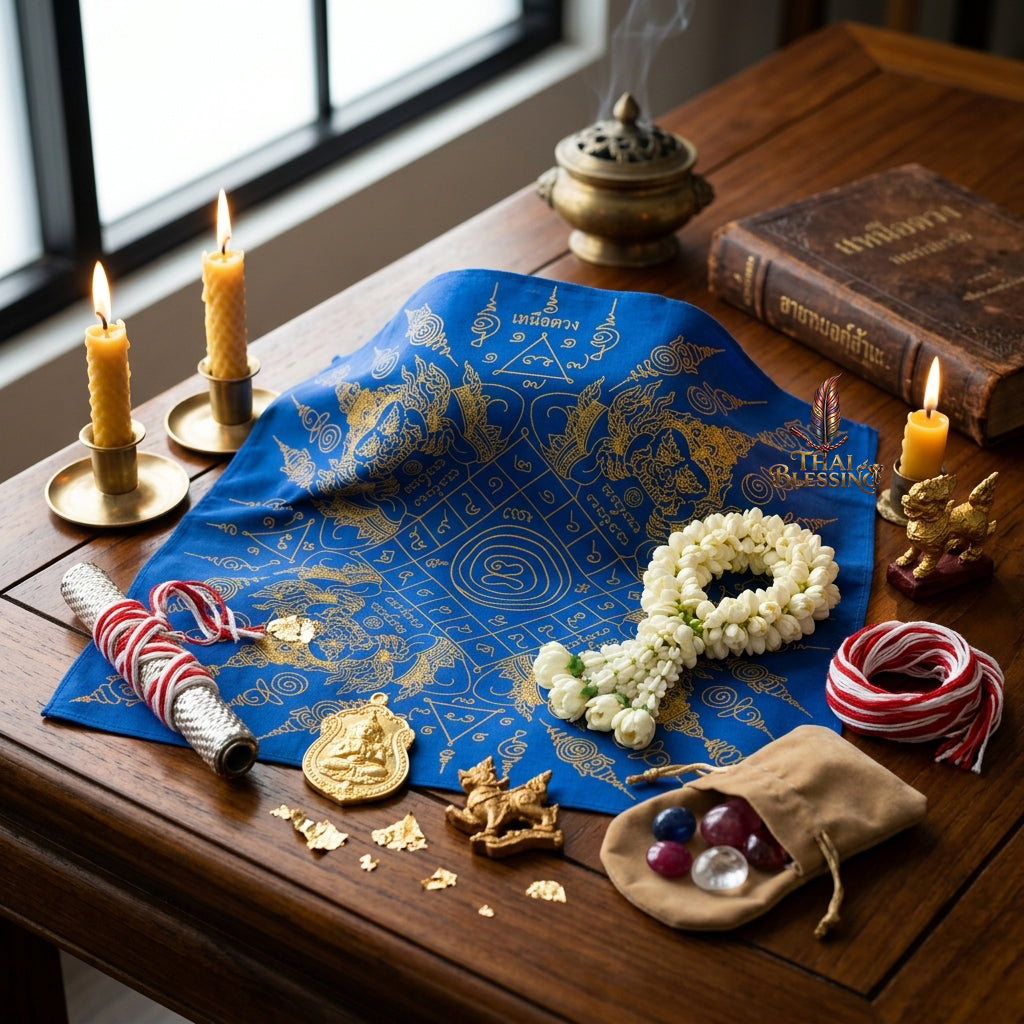✨🌑 Sacred Phaya Rahu Overlord Destiny Yantra Cloth - Achan Plian Hatya Non 2024 Khao Or Masterpiece Scroll, Cosmic Eclipse Wealth Magnet, Premium Corporate Authority Spiritual Wall Art