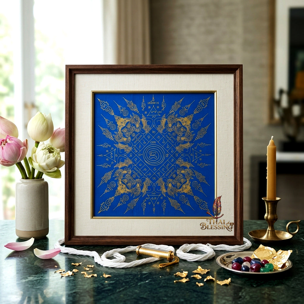 ✨🌑 Sacred Phaya Rahu Overlord Destiny Yantra Cloth - Achan Plian Hatya Non 2024 Khao Or Masterpiece Scroll, Cosmic Eclipse Wealth Magnet, Premium Corporate Authority Spiritual Wall Art