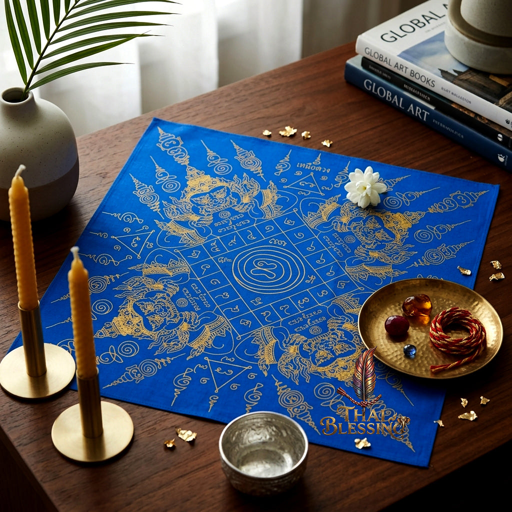 ✨🌑 Sacred Phaya Rahu Overlord Destiny Yantra Cloth - Achan Plian Hatya Non 2024 Khao Or Masterpiece Scroll, Cosmic Eclipse Wealth Magnet, Premium Corporate Authority Spiritual Wall Art