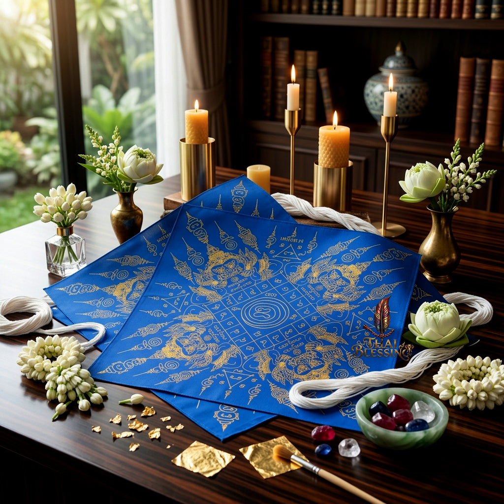 ✨🌑 Sacred Phaya Rahu Overlord Destiny Yantra Cloth - Achan Plian Hatya Non 2024 Khao Or Masterpiece Scroll, Cosmic Eclipse Wealth Magnet, Premium Corporate Authority Spiritual Wall Art
