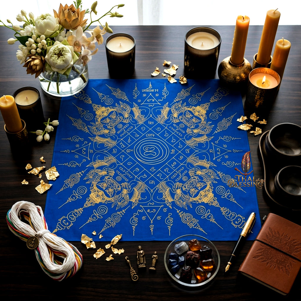 ✨🌑 Sacred Phaya Rahu Overlord Destiny Yantra Cloth - Achan Plian Hatya Non 2024 Khao Or Masterpiece Scroll, Cosmic Eclipse Wealth Magnet, Premium Corporate Authority Spiritual Wall Art