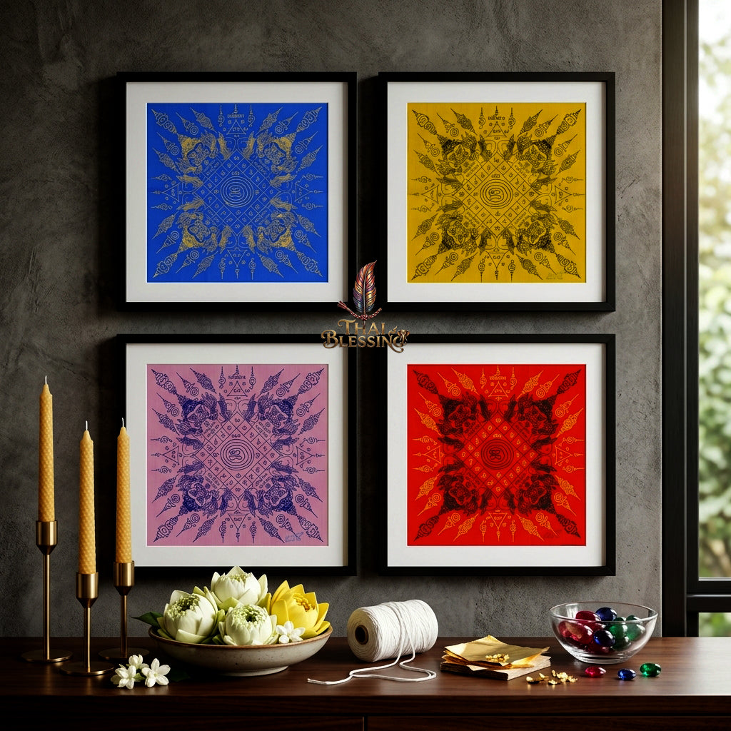 ✨🌑 Sacred Phaya Rahu Overlord Destiny Yantra Cloth - Achan Plian Hatya Non 2024 Khao Or Masterpiece Scroll, Cosmic Eclipse Wealth Magnet, Premium Corporate Authority Spiritual Wall Art