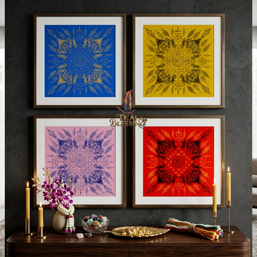 ✨🌑 Sacred Phaya Rahu Overlord Destiny Yantra Cloth - Achan Plian Hatya Non 2024 Khao Or Masterpiece Scroll, Cosmic Eclipse Wealth Magnet, Premium Corporate Authority Spiritual Wall Art