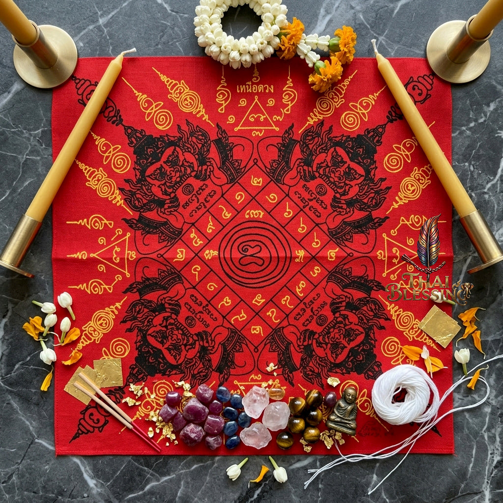 ✨🌑 Sacred Phaya Rahu Overlord Destiny Yantra Cloth - Achan Plian Hatya Non 2024 Khao Or Masterpiece Scroll, Cosmic Eclipse Wealth Magnet, Premium Corporate Authority Spiritual Wall Art