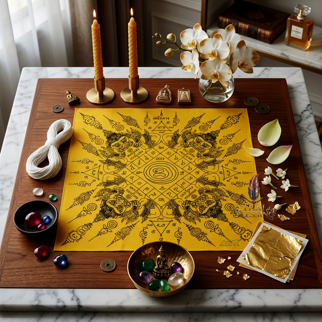 ✨🌑 Sacred Phaya Rahu Overlord Destiny Yantra Cloth - Achan Plian Hatya Non 2024 Khao Or Masterpiece Scroll, Cosmic Eclipse Wealth Magnet, Premium Corporate Authority Spiritual Wall Art