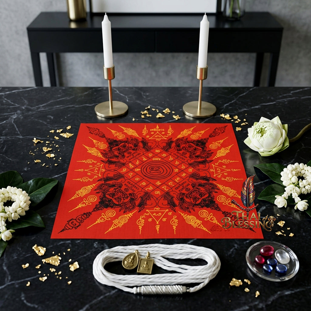 ✨🌑 Sacred Phaya Rahu Overlord Destiny Yantra Cloth - Achan Plian Hatya Non 2024 Khao Or Masterpiece Scroll, Cosmic Eclipse Wealth Magnet, Premium Corporate Authority Spiritual Wall Art