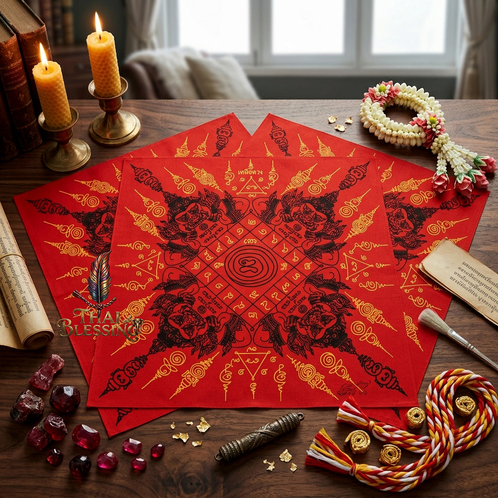 ✨🌑 Sacred Phaya Rahu Overlord Destiny Yantra Cloth - Achan Plian Hatya Non 2024 Khao Or Masterpiece Scroll, Cosmic Eclipse Wealth Magnet, Premium Corporate Authority Spiritual Wall Art