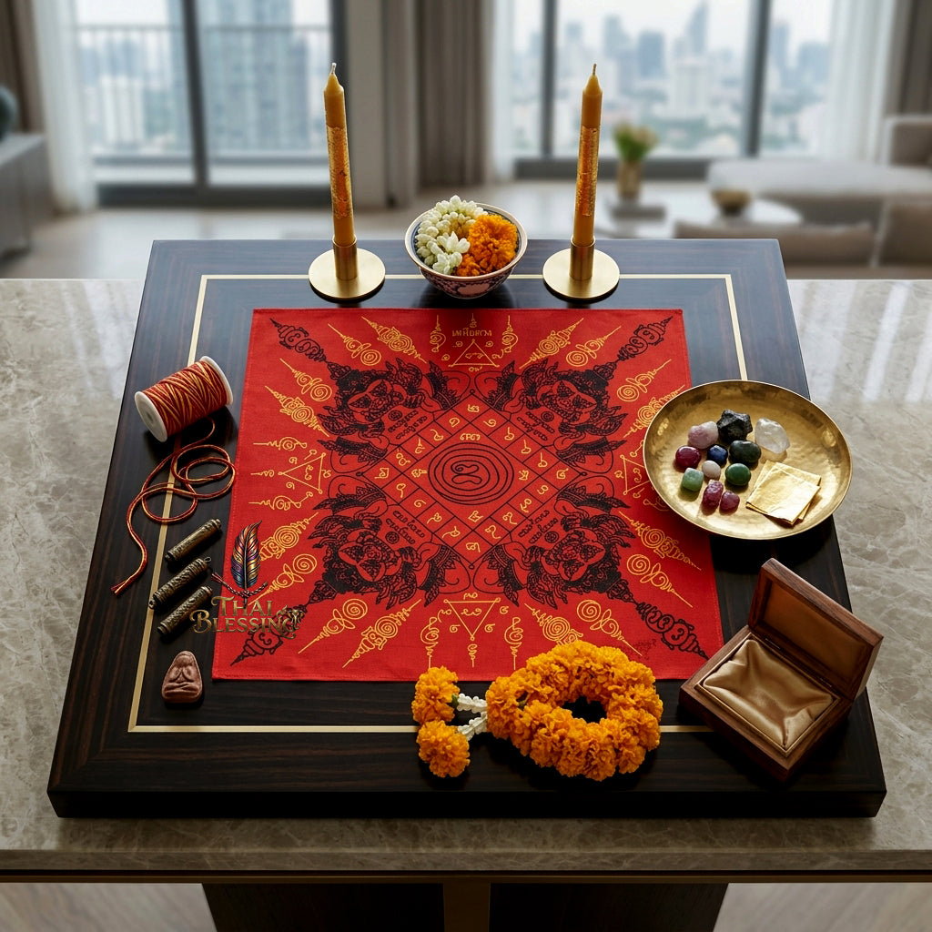 ✨🌑 Sacred Phaya Rahu Overlord Destiny Yantra Cloth - Achan Plian Hatya Non 2024 Khao Or Masterpiece Scroll, Cosmic Eclipse Wealth Magnet, Premium Corporate Authority Spiritual Wall Art