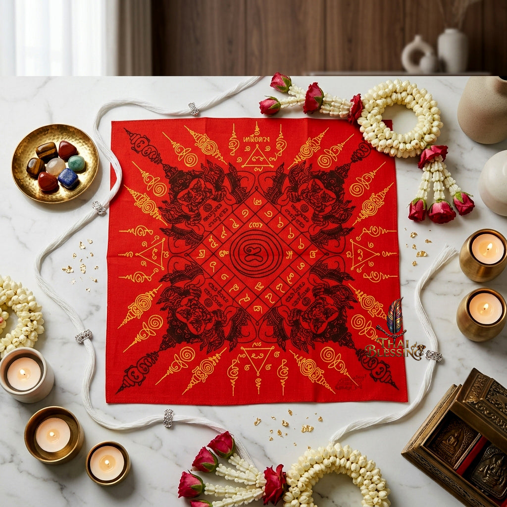 ✨🌑 Sacred Phaya Rahu Overlord Destiny Yantra Cloth - Achan Plian Hatya Non 2024 Khao Or Masterpiece Scroll, Cosmic Eclipse Wealth Magnet, Premium Corporate Authority Spiritual Wall Art