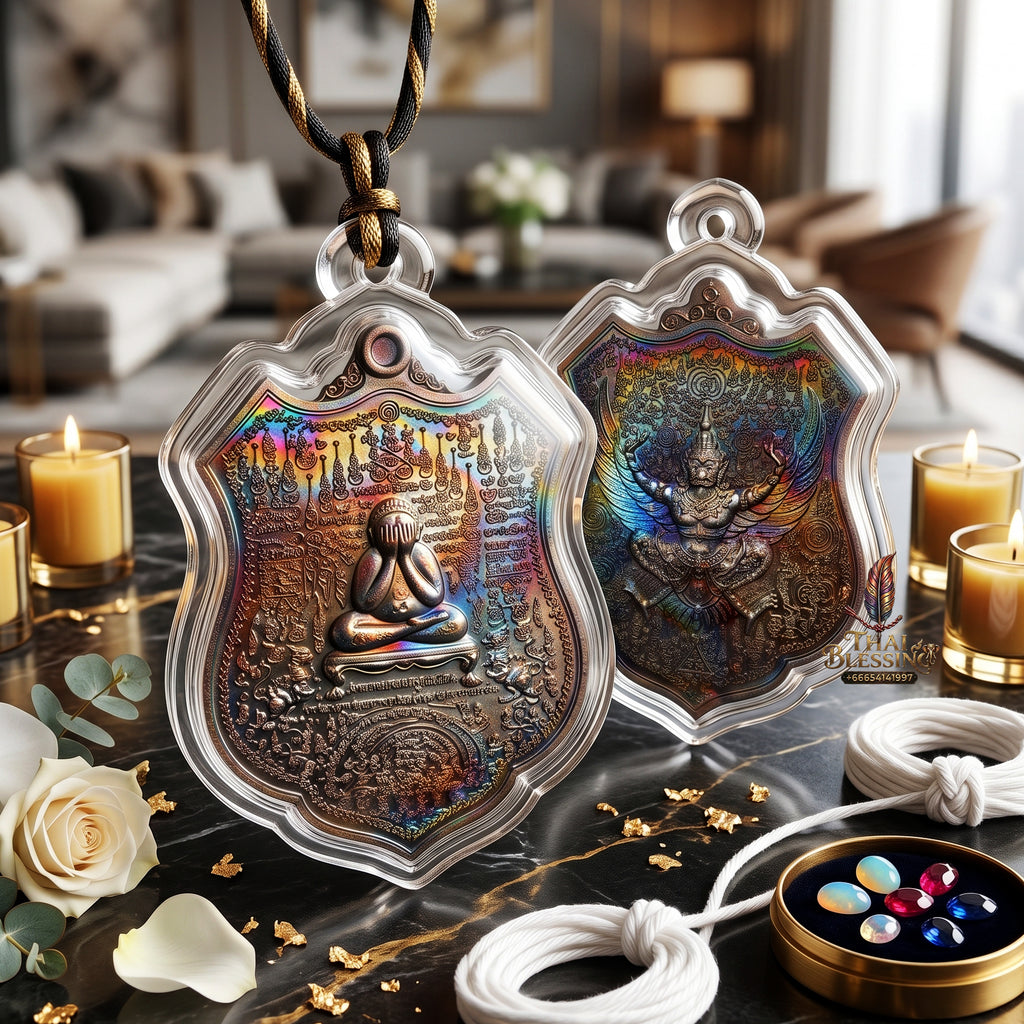 ✨🧘‍♂️🌈 Sacred Sovereign Macro-Aura Grid Series 2 - Luang Phor Sanan Wat Klang Ratchakru Tharam 2016 Iridescent Copper Edition (3.3x4.4 cm), Multi-Grid Script Core & Spectrum Capital Catalyst