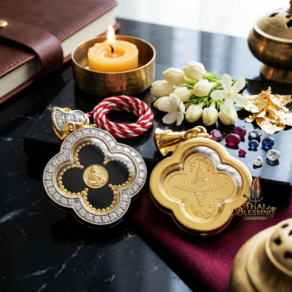 ✨🌸💰 Premium Floral Sovereign Eyeless Contemplation Medallion - Kruba Tanjai Wat Phrathat Doi Hang Bat 2025 Instantaneous Capital Velocity Pendant (4.5x3.6 cm), Elite Botanical Affinity & Omni-Channel Wealth Core