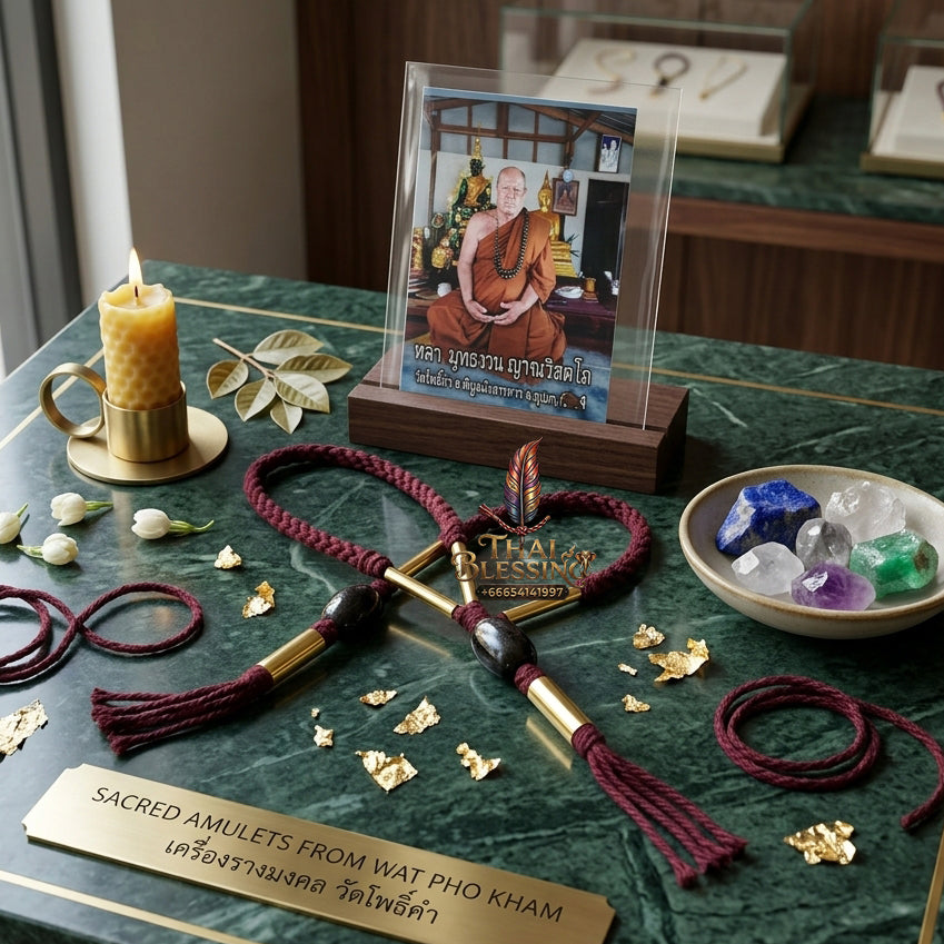 ✨🔮 Sacred Triple Gem Cosmic Crystal Takrut - Luang Pu Thong Wan Wat Pho Kham 2020 Consecrated Legacy Amulet, Ultimate Sovereign Fate Realignment Shield, Premium Executive Fortune Power Capsule
