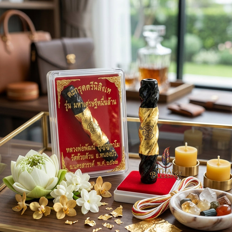 ✨🛡️ Thai Sacred Tri Ni Sing He Amulet Takrut - Luang Phor Phat Wat Huay Duan 2021, Billionaire Wealth Prosperity Talisman, Ancient Divine Protection Spiritual Jewelry