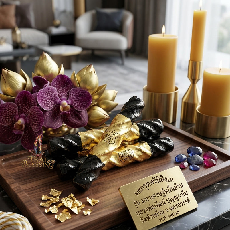 ✨🛡️ Thai Sacred Tri Ni Sing He Amulet Takrut - Luang Phor Phat Wat Huay Duan 2021, Billionaire Wealth Prosperity Talisman, Ancient Divine Protection Spiritual Jewelry
